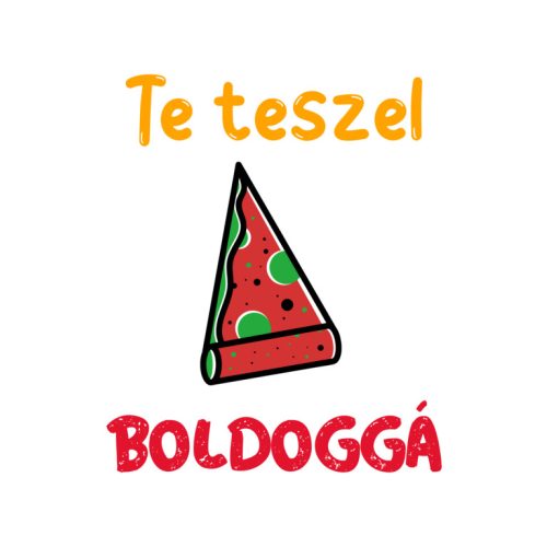 Pizzás póló S fehér unisex